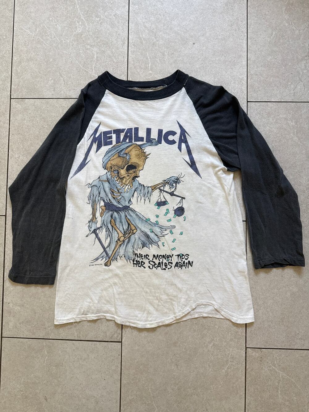 Vintage 1988 Metallica Pushhead Long Sleeve Raglan Shirt And Justice For All Era